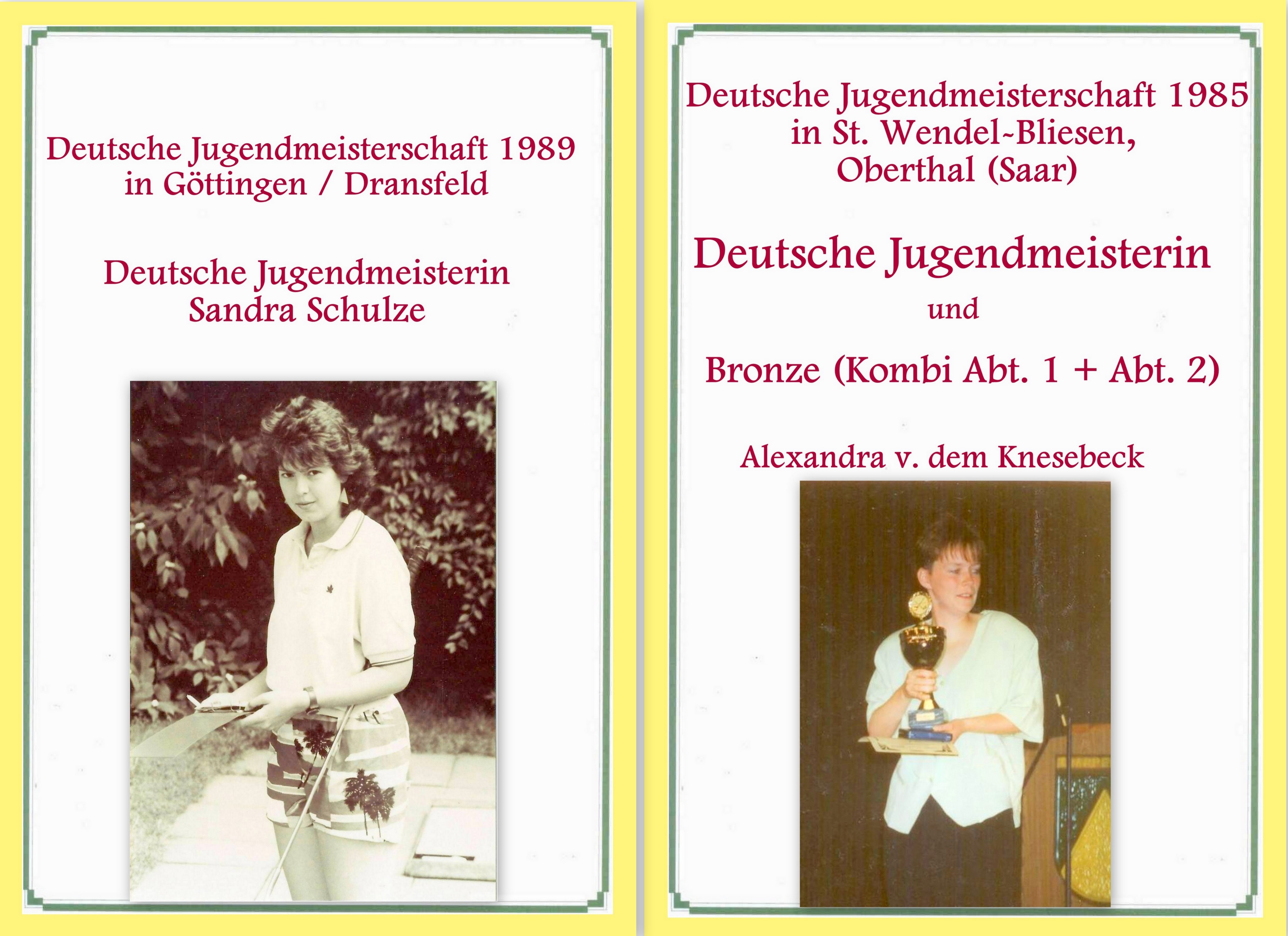 MGC Meisterbilder Jugend 1986 und 1989