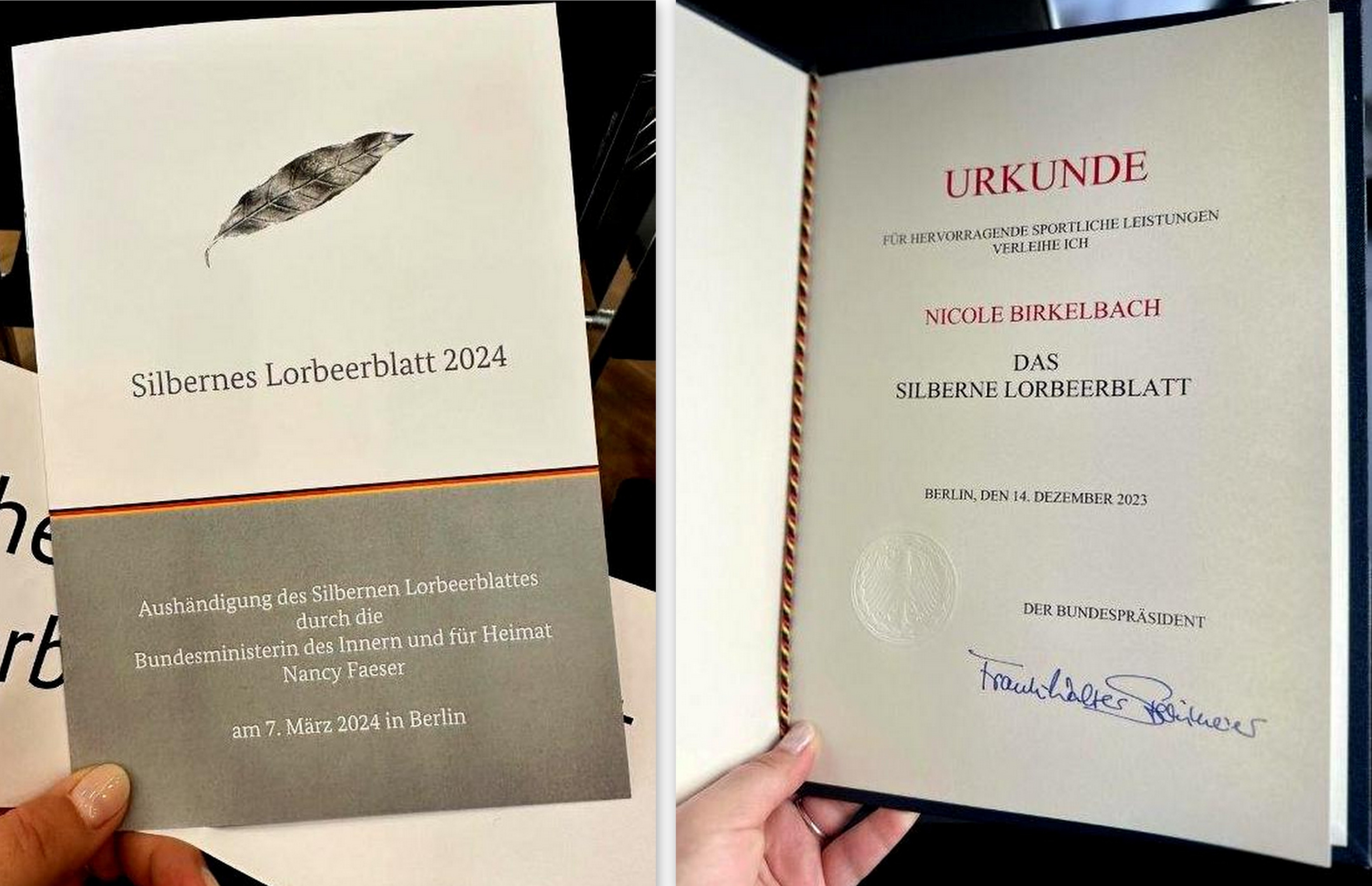 Silbernes Lorbeerblatt Urkunde